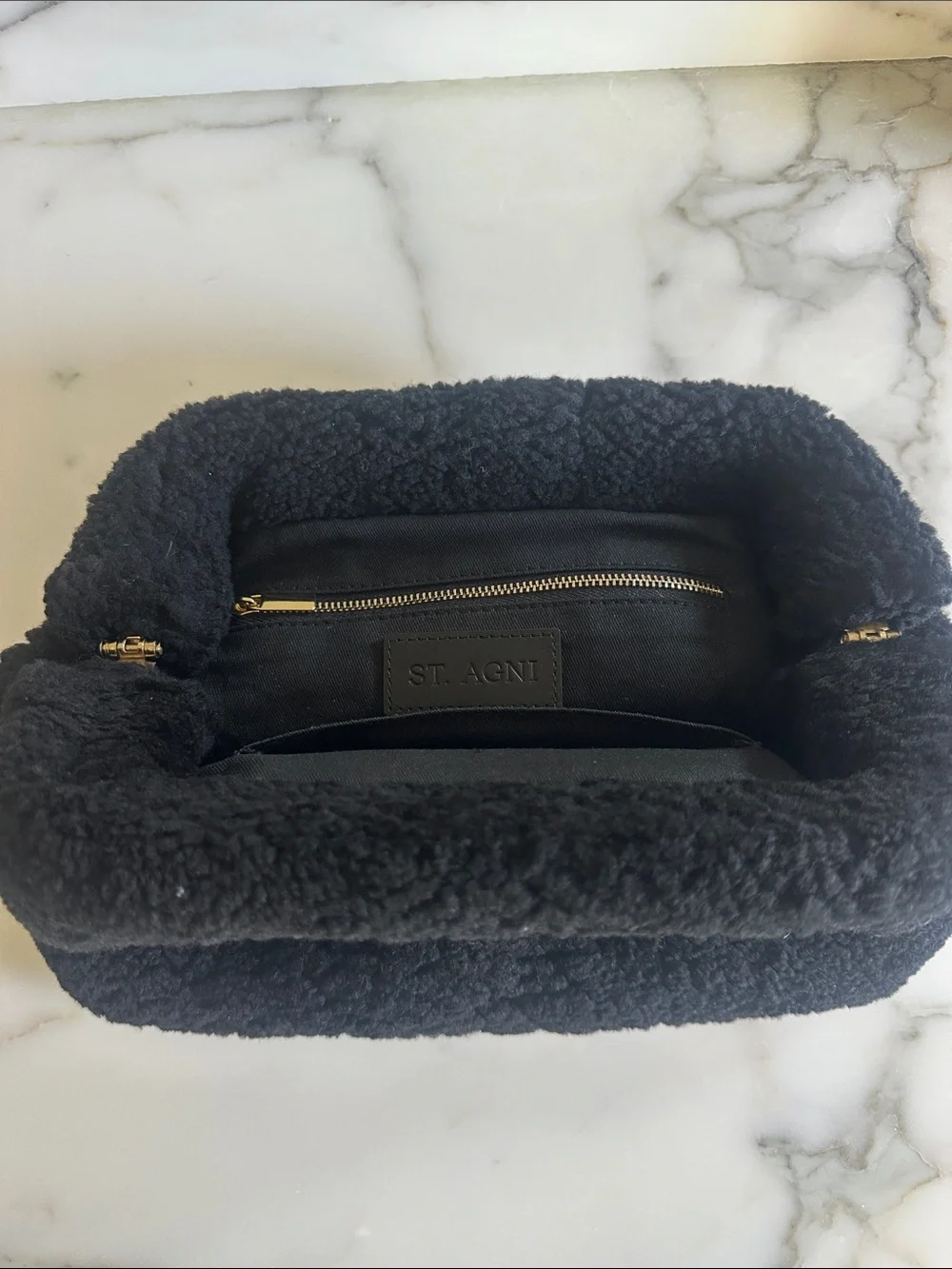 St. Agni Black Sherpa Clutch Bag